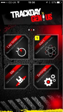 Mobile app Track Day Genius interface - UI