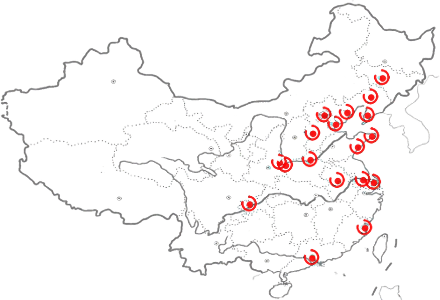Map of Shinetech delivery centers in China